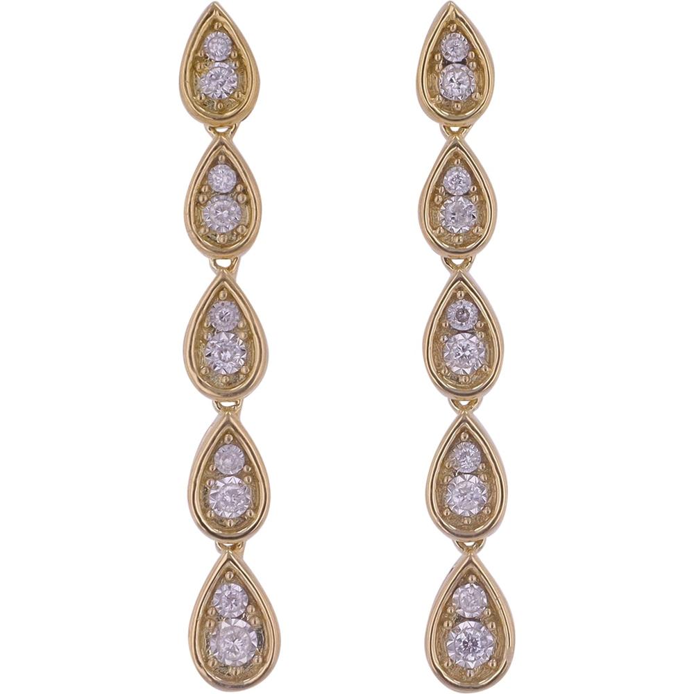 14K Yellow Gold Teardrop Diamond Earrings with 0.21 Carats Total Diamond Weight