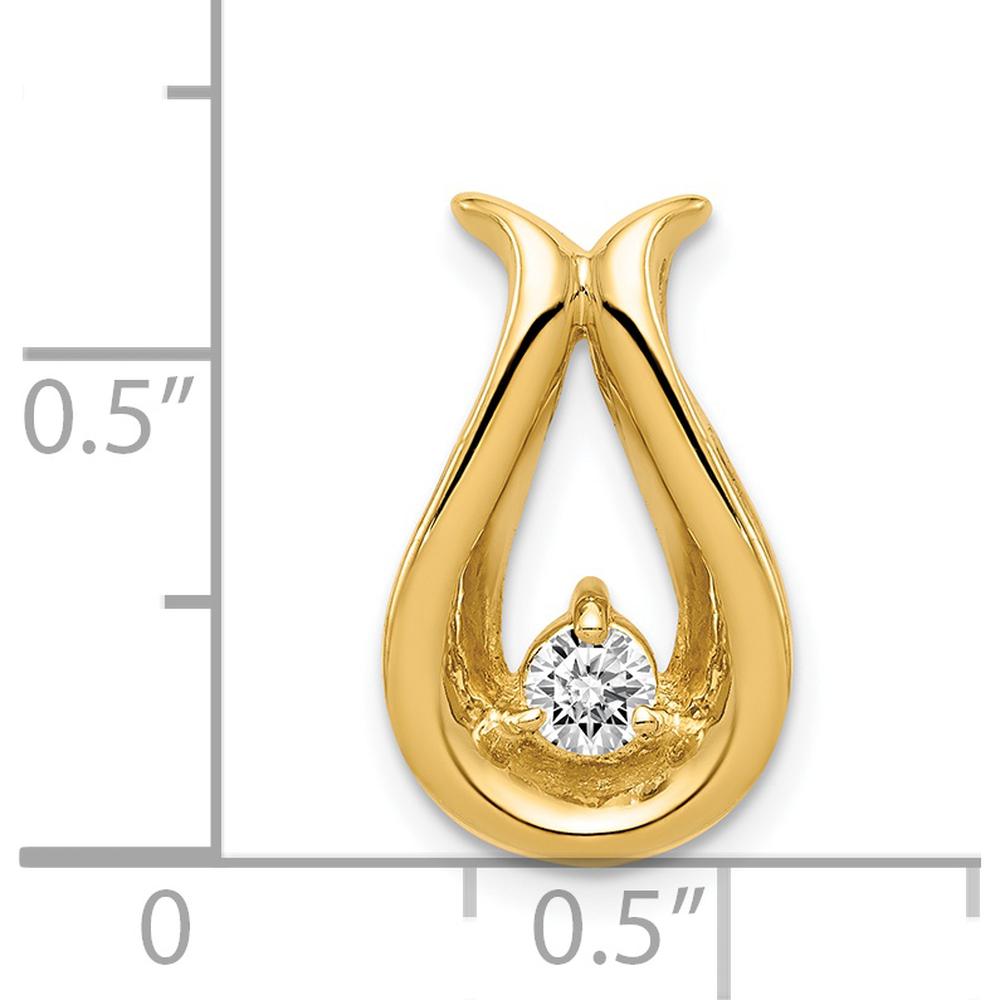 14K Yellow Gold Teardrop Diamond Pendant with 0.15 Carat Round Faceted Diamond by Monteluci Fine Jewelry