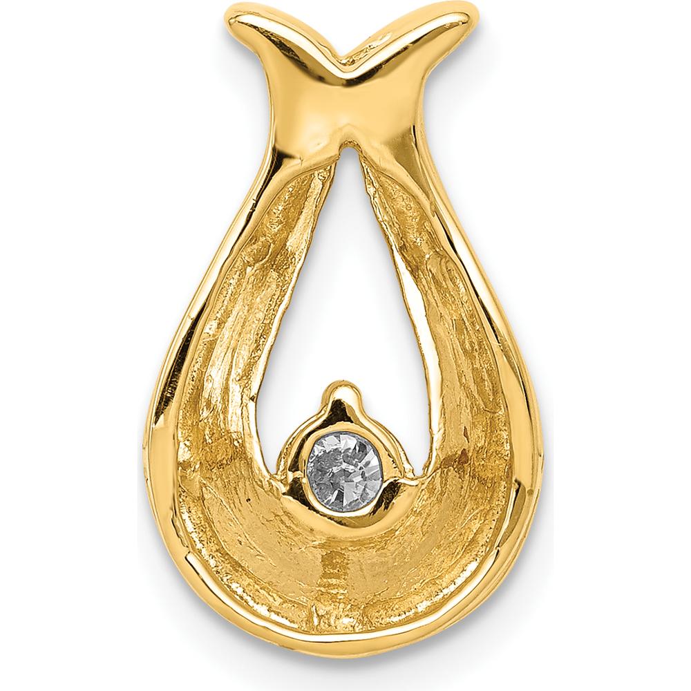 14K Yellow Gold Teardrop Diamond Pendant with 0.15 Carat Round Faceted Diamond by Monteluci Fine Jewelry