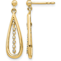 14K Yellow Gold Teardrop Earrings with Natural Round Diamonds - 0.014 Carat Total Diamond Weight by Monteluci Fine Jewelry