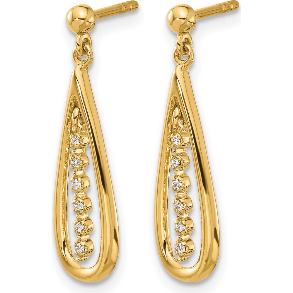 14K Yellow Gold Teardrop Earrings with Natural Round Diamonds - 0.014 Carat Total Diamond Weight by Monteluci Fine Jewelry