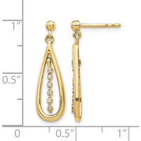 14K Yellow Gold Teardrop Earrings with Natural Round Diamonds - 0.014 Carat Total Diamond Weight by Monteluci Fine Jewelry