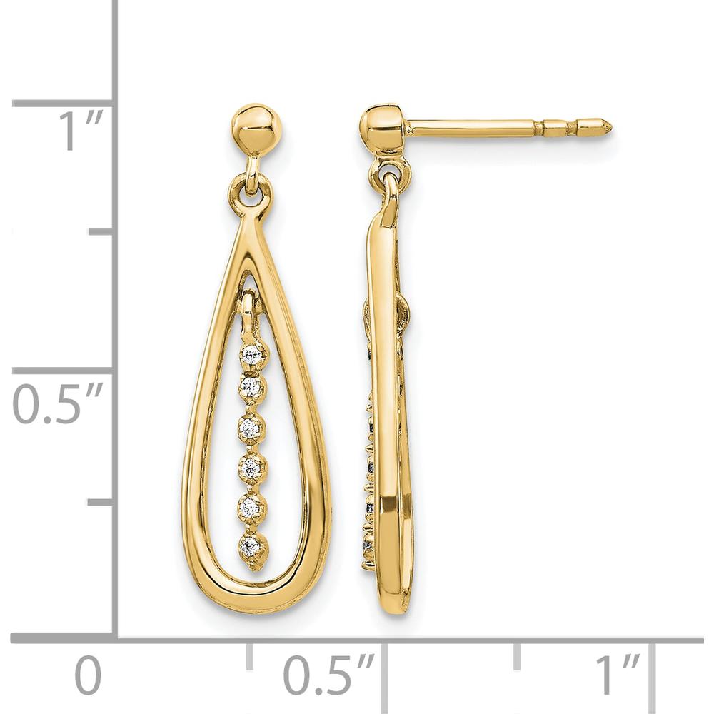 14K Yellow Gold Teardrop Earrings with Natural Round Diamonds - 0.014 Carat Total Diamond Weight by Monteluci Fine Jewelry