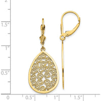14K Yellow Gold Teardrop Filigree Dangle Earrings with Polished Finish by Oro Pregiato