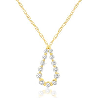 14K Yellow Gold Teardrop Pendant Necklace with Twelve Prong-Set Round Brilliant Diamonds - 0.37 Carat Total Diamond Weight - Royal Jewelry