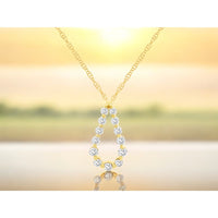 14K Yellow Gold Teardrop Pendant Necklace with Twelve Prong-Set Round Brilliant Diamonds - 0.37 Carat Total Diamond Weight - Royal Jewelry
