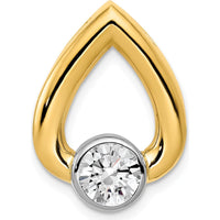 14K Yellow Gold Teardrop Pendant Slide Mounting for 5.8mm Round Stone by Oro Pregiato