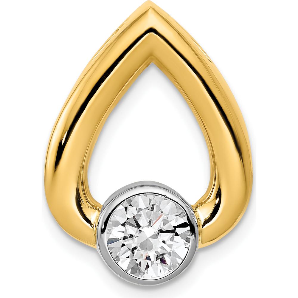 14K Yellow Gold Teardrop Pendant Slide Mounting for 5.8mm Round Stone by Oro Pregiato