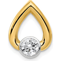 14K Yellow Gold Teardrop Pendant Slide with 4.4mm Round Diamond Stone by Oro Pregiato