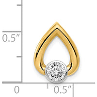14K Yellow Gold Teardrop Pendant Slide with 4.4mm Round Diamond Stone by Oro Pregiato