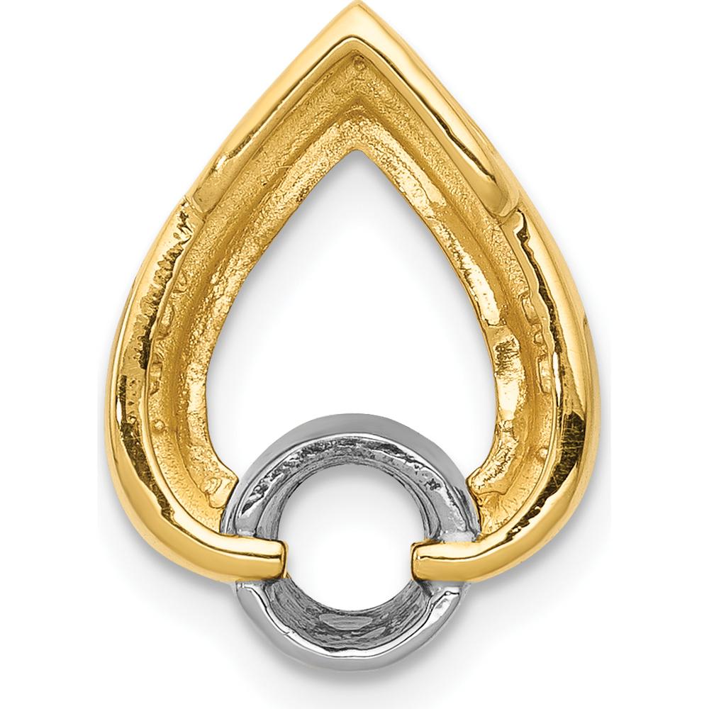 14K Yellow Gold Teardrop Pendant Slide with 4.4mm Round Diamond Stone by Oro Pregiato