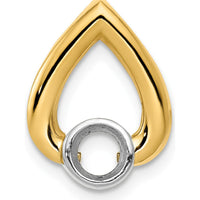 14K Yellow Gold Teardrop Pendant Slide with 4.4mm Round Diamond Stone by Oro Pregiato