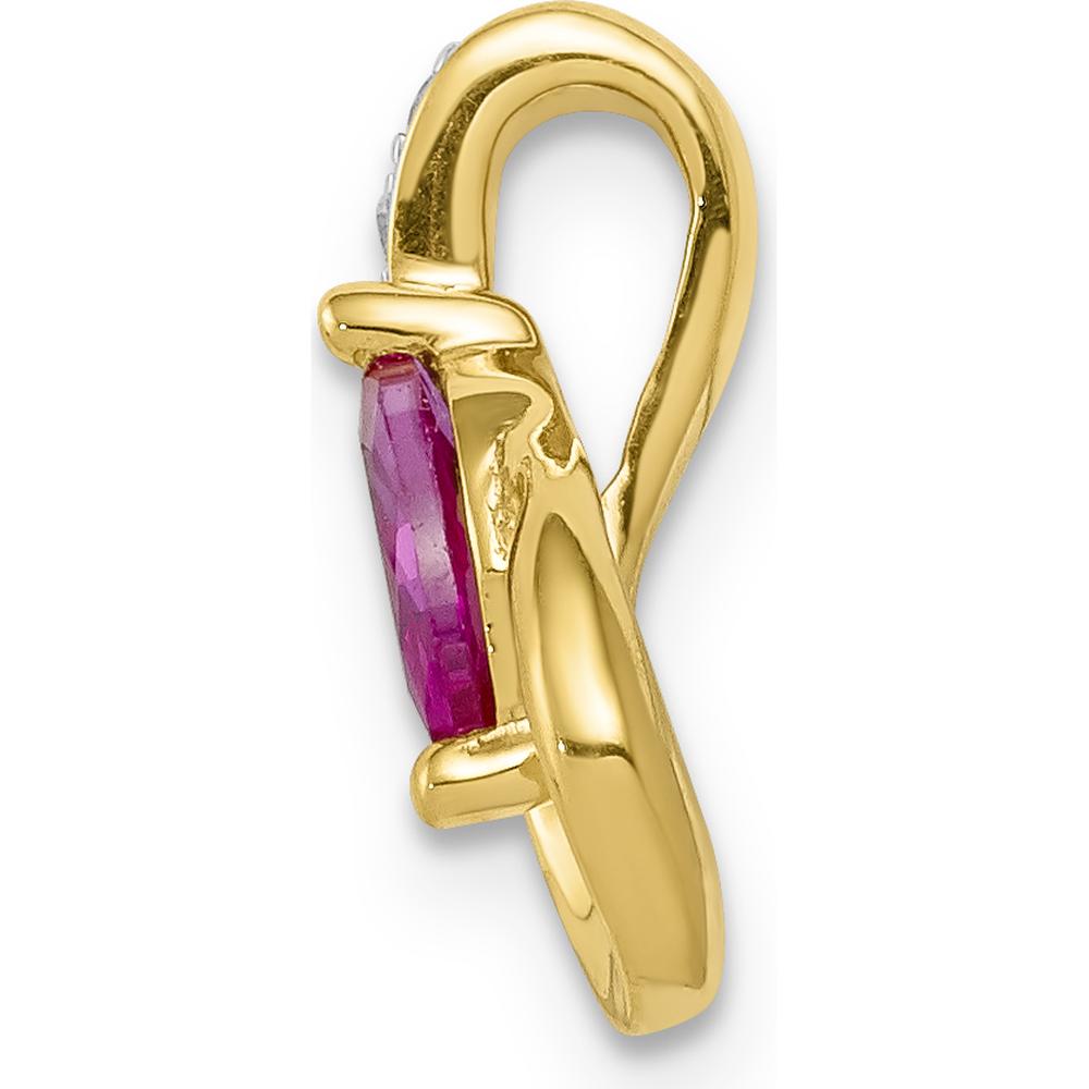 14K Yellow Gold Teardrop Pendant with 0.28 Carat Marquise Ruby and Round Diamonds - 0.03 Carat Total Diamond Weight by Lumare Gioia