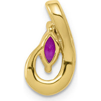 14K Yellow Gold Teardrop Pendant with 0.28 Carat Marquise Ruby and Round Diamonds - 0.03 Carat Total Diamond Weight by Lumare Gioia