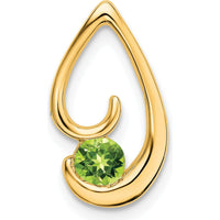 14K Yellow Gold Teardrop Pendant with 4mm Round Peridot - 0.3 Carat Total Weight by Lumare Gioia
