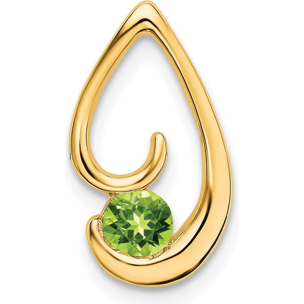 14K Yellow Gold Teardrop Pendant with 4mm Round Peridot - 0.3 Carat Total Weight by Lumare Gioia