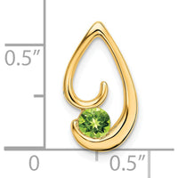 14K Yellow Gold Teardrop Pendant with 4mm Round Peridot - 0.3 Carat Total Weight by Lumare Gioia