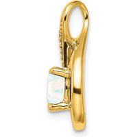 14K Yellow Gold Teardrop Pendant with Lab Created Opal and Round Diamonds - 0.8 Carat Opal, 0.035 Carat Total Diamond Weight by Lumare Gioia