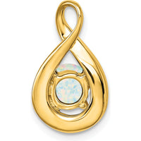 14K Yellow Gold Teardrop Pendant with Lab Created Opal and Round Diamonds - 0.8 Carat Opal, 0.035 Carat Total Diamond Weight by Lumare Gioia