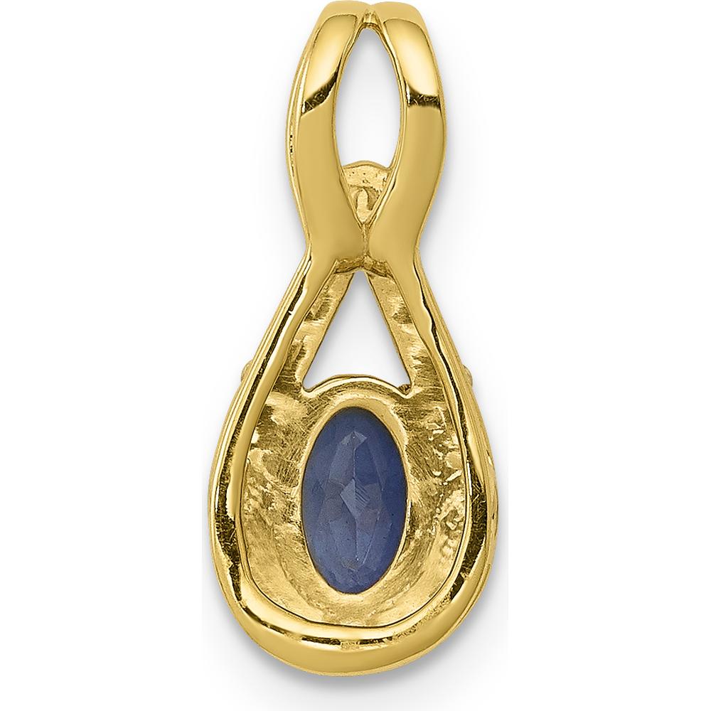 14K Yellow Gold Teardrop Pendant with Oval Sapphire and Round Diamond Halo - 0.5 Carat Sapphire, 0.006 Carat Total Diamond Weight by Lumare Gioia
