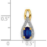 14K Yellow Gold Teardrop Pendant with Oval Sapphire and Round Diamond Halo - 0.5 Carat Sapphire, 0.006 Carat Total Diamond Weight by Lumare Gioia