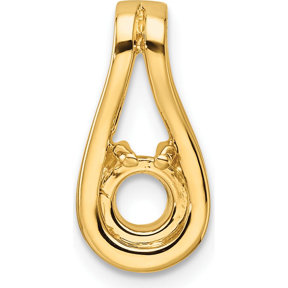 14K Yellow Gold Teardrop Slide Mounting for 4.7mm Round Stone - Fits 3mm Regular/6mm Fancy Omega by Oro Pregiato