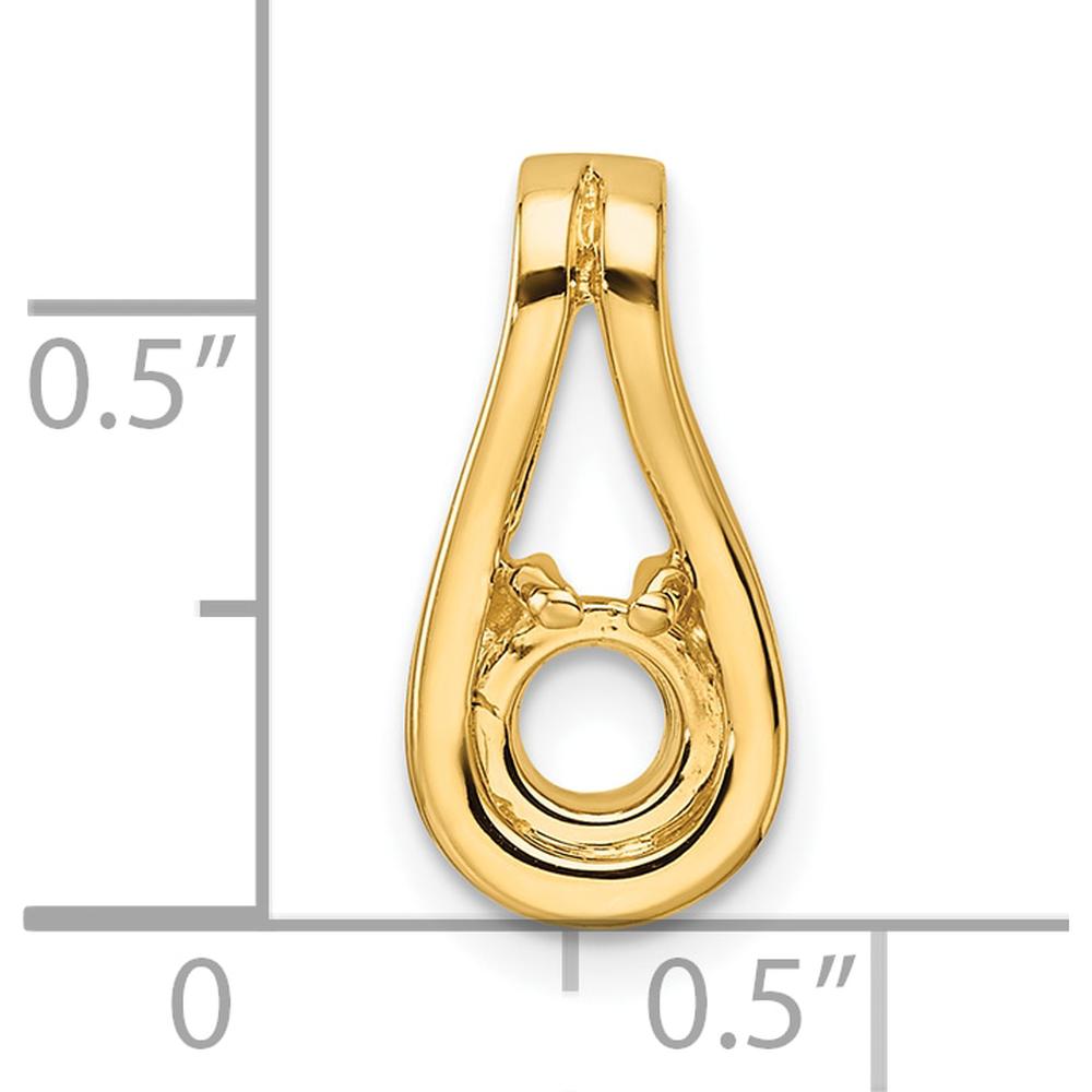 14K Yellow Gold Teardrop Slide Mounting for 4.7mm Round Stone - Fits 3mm Regular/6mm Fancy Omega by Oro Pregiato