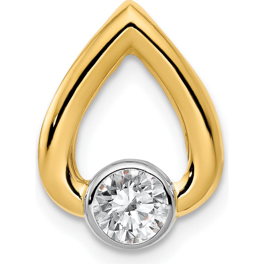 14K Yellow Gold Teardrop Slide Pendant Mounting for 4mm Round Stone by Oro Pregiato