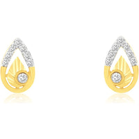 14K Yellow Gold Teardrop Stud Earrings with Prong and Bezel-Set Round Diamonds - 0.10 Carat Total Diamond Weight - Royal Jewelry