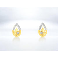 14K Yellow Gold Teardrop Stud Earrings with Prong and Bezel-Set Round Diamonds - 0.10 Carat Total Diamond Weight - Royal Jewelry