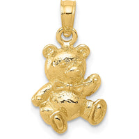 14K Yellow Gold Teddy Bear Charm Pendant - Solid Gold Themed Pendant by Oro Pregiato