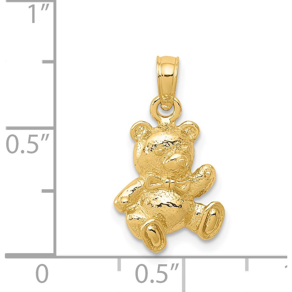 14K Yellow Gold Teddy Bear Charm Pendant - Solid Gold Themed Pendant by Oro Pregiato