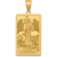 14K Yellow Gold Temperance Tarot Card Pendant with Angelic Engraving by Oro Pregiato