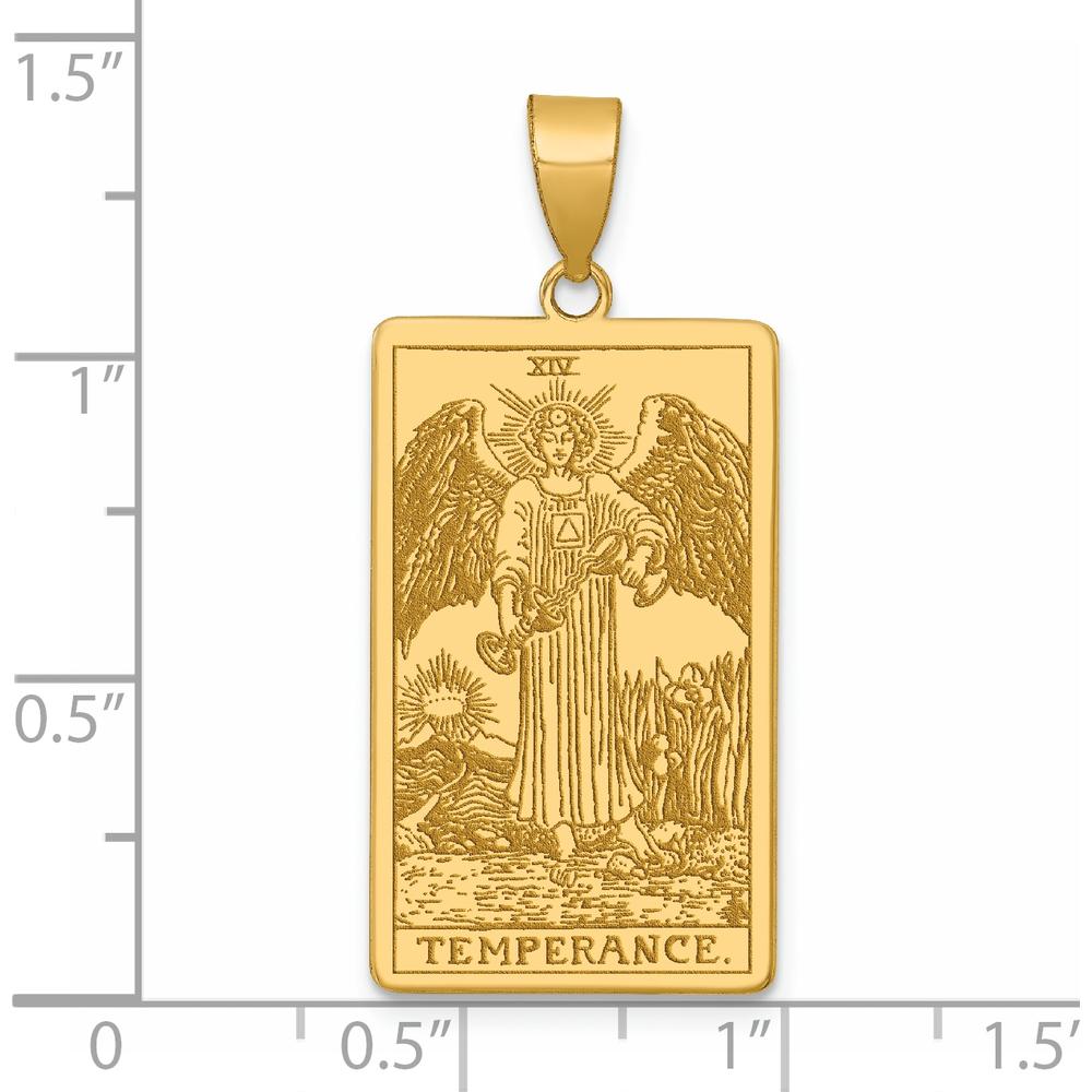 14K Yellow Gold Temperance Tarot Card Pendant with Angelic Engraving by Oro Pregiato