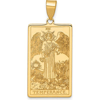 14K Yellow Gold Temperance Tarot Card Pendant with Engraved Angel - 36mm Length by Oro Pregiato