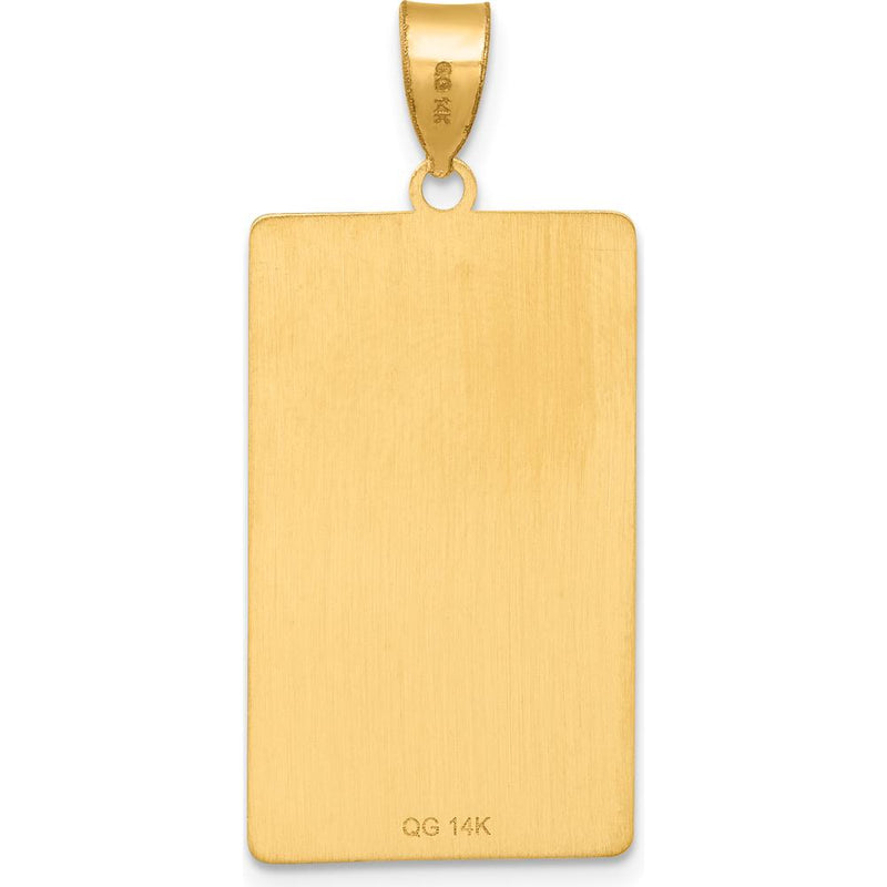 14K Yellow Gold Temperance Tarot Card Pendant with Engraved Angel - 36mm Length by Oro Pregiato