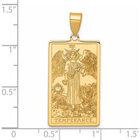 14K Yellow Gold Temperance Tarot Card Pendant with Engraved Angel - 36mm Length by Oro Pregiato