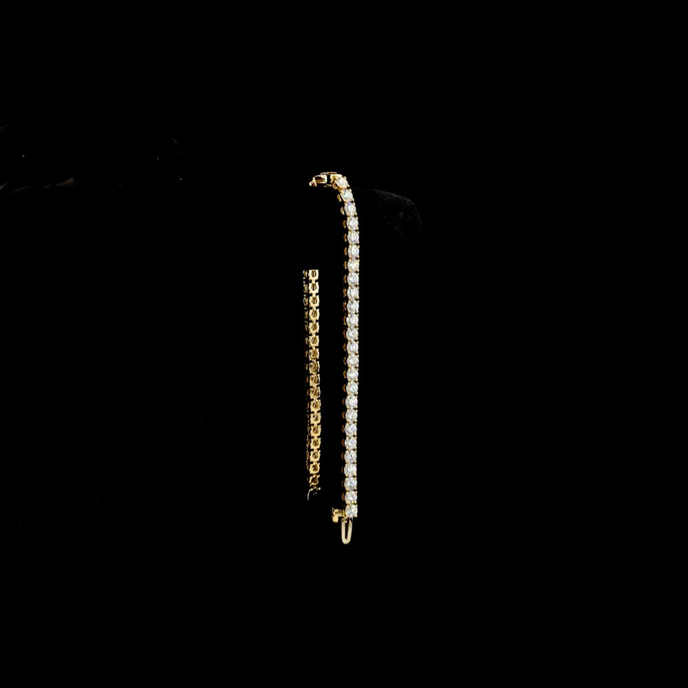 14K Yellow Gold Tennis Bracelet with 0.52 Carats Bezel Set Center Lab Diamond and 53 Round Brilliant Cut Lab Diamonds - 5.93 Carats Total Diamond Weight - Covaloro Fine Jewelry