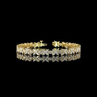 14K Yellow Gold Tennis Bracelet with 100 Brilliant Cut Round Lab Diamonds - 5.44 Carat Total Weight, E-F Color VS1 Clarity - Covaloro Fine Jewelry
