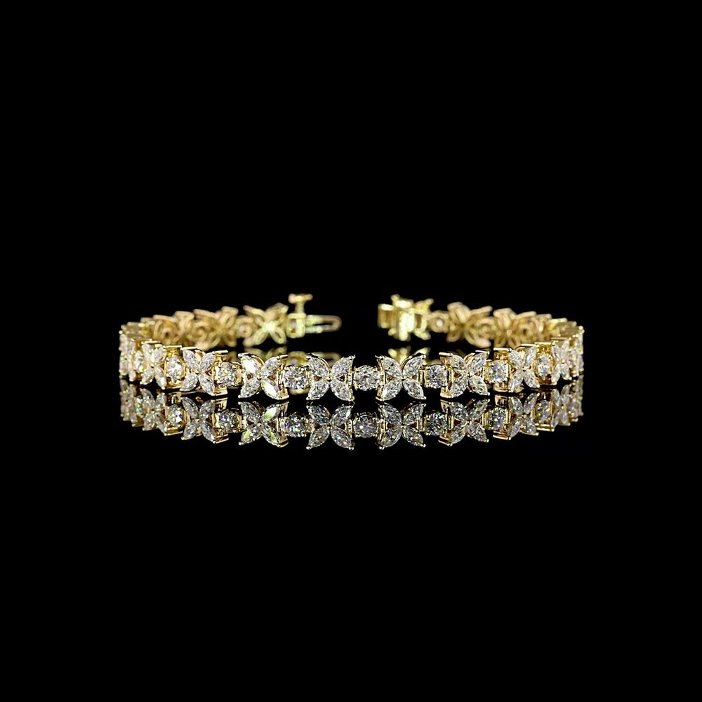 14K Yellow Gold Tennis Bracelet with 100 Brilliant Cut Round Lab Diamonds - 5.44 Carat Total Weight, E-F Color VS1 Clarity - Covaloro Fine Jewelry