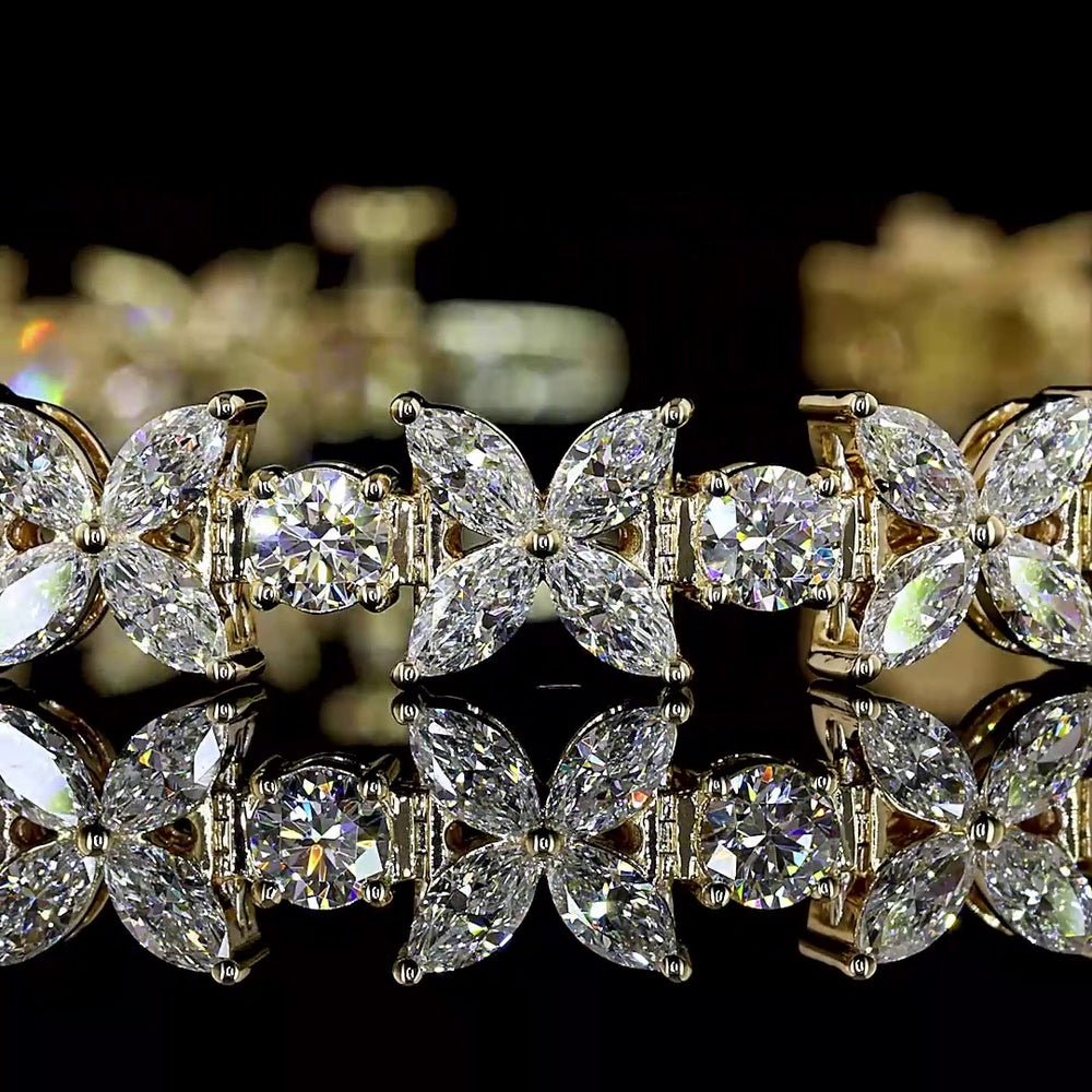 14K Yellow Gold Tennis Bracelet with 100 Brilliant Cut Round Lab Diamonds - 5.44 Carat Total Weight, E-F Color VS1 Clarity - Covaloro Fine Jewelry