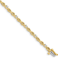 14K Yellow Gold Tennis Bracelet with 11 Round Diamonds - 2.2mm Each by Oro Pregiato