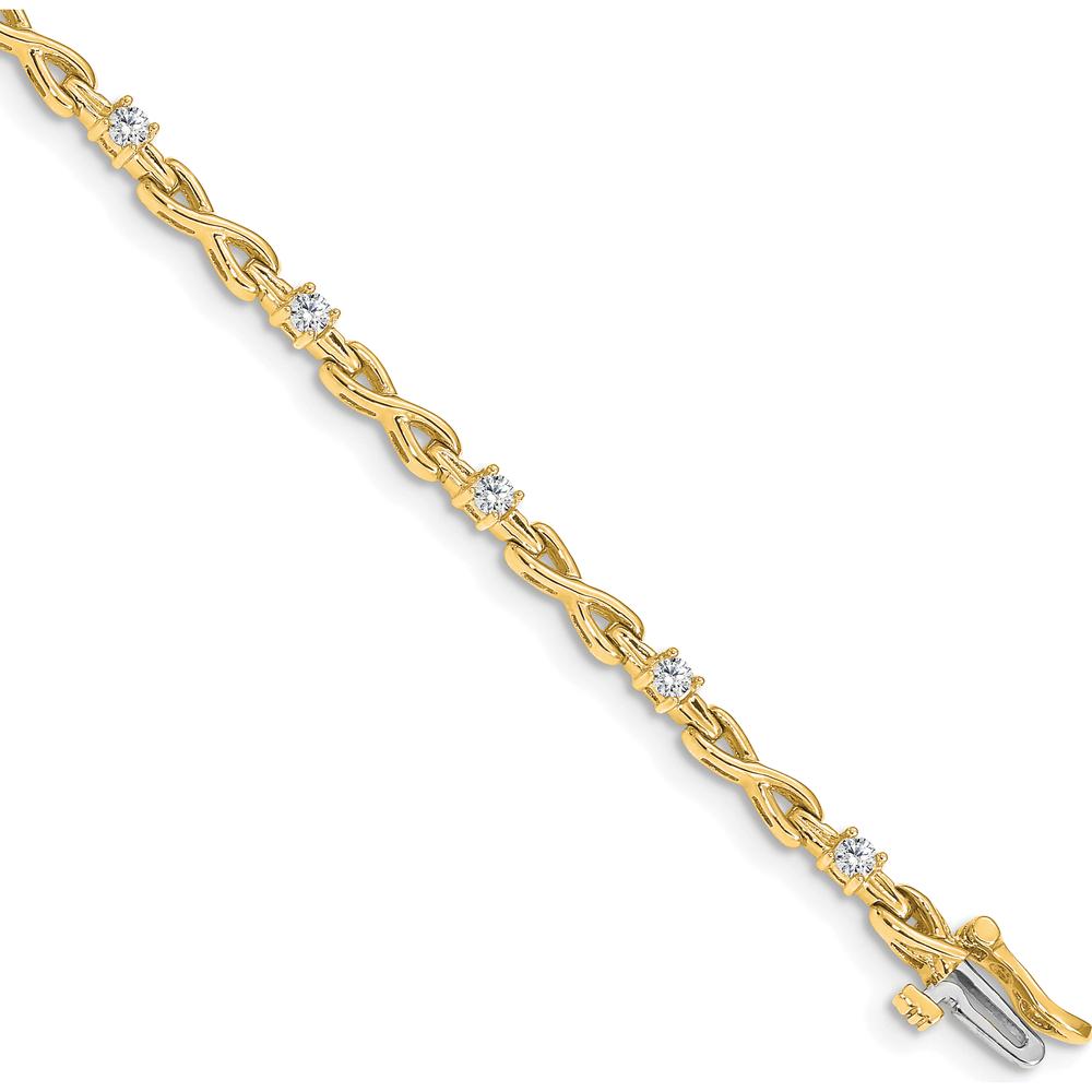 14K Yellow Gold Tennis Bracelet with 11 Round Diamonds - 2.2mm Each by Oro Pregiato