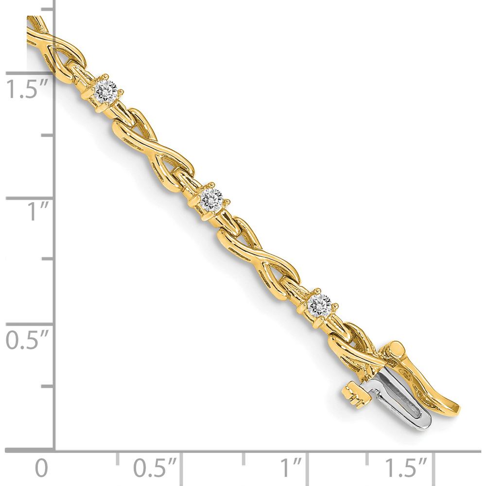 14K Yellow Gold Tennis Bracelet with 11 Round Diamonds - 2.2mm Each by Oro Pregiato