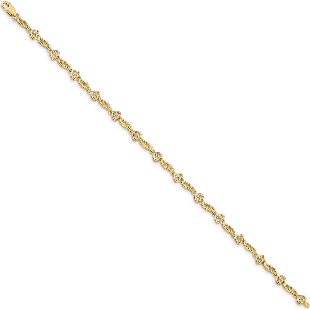 14K Yellow Gold Tennis Bracelet with 14 Round Diamonds - 0.11 Carats Total Diamond Weight by Monteluci Fine Jewelry