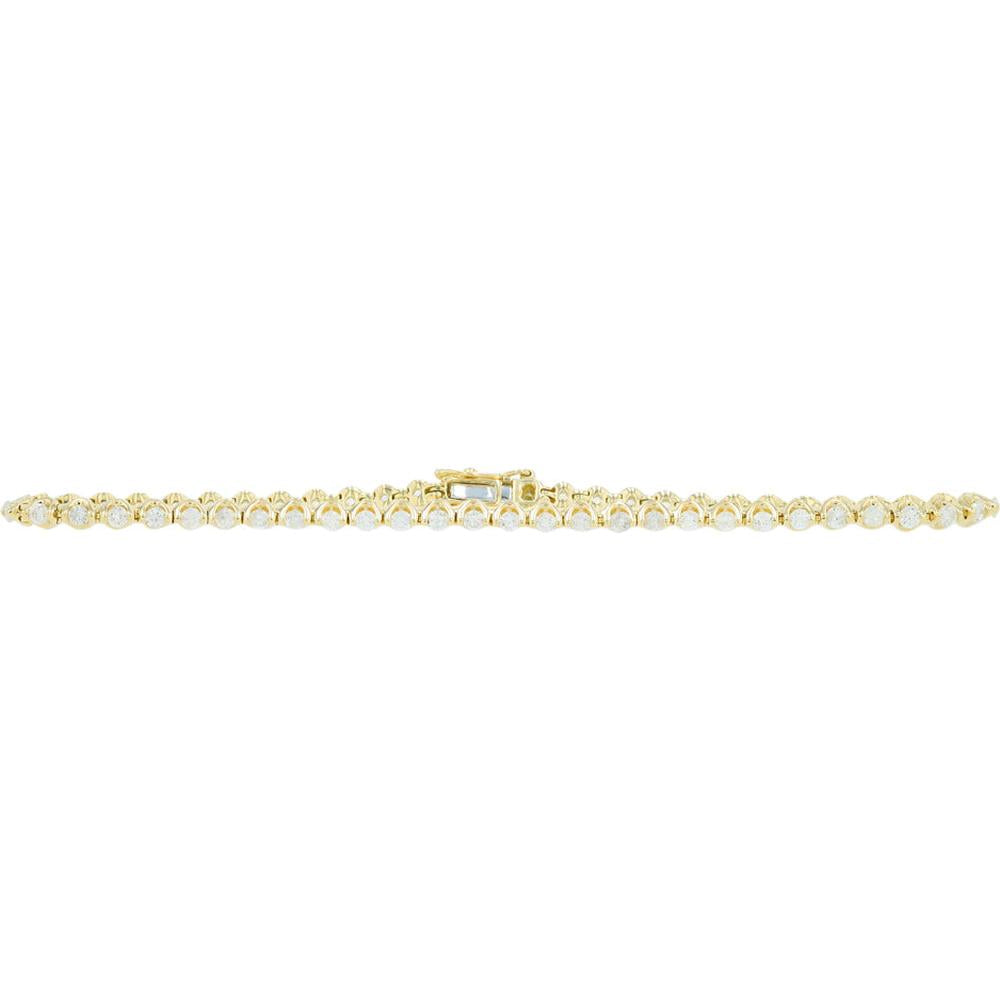 14K Yellow Gold Tennis Bracelet with 2.00 Carats Round Diamonds - Classic Elegance