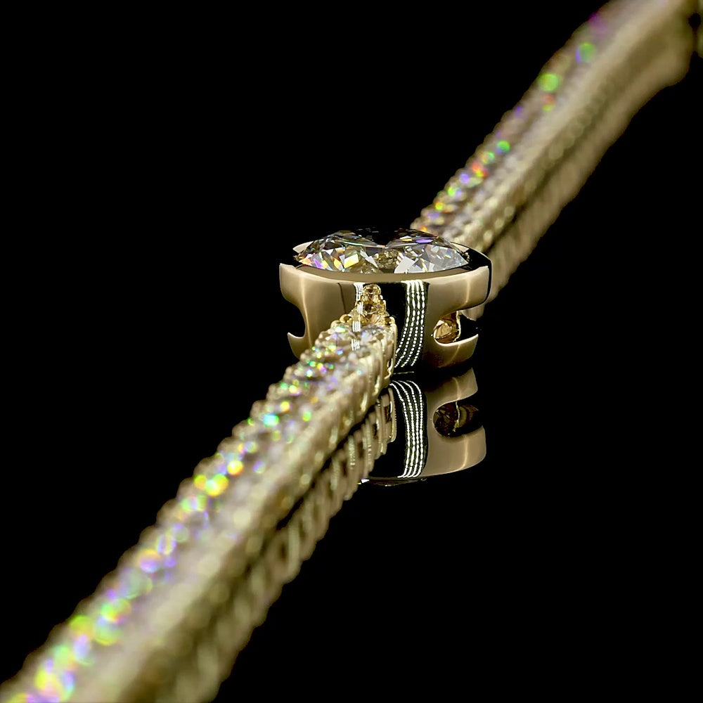 14K Yellow Gold Tennis Bracelet with 2.01 Carats Bezel Set Round Lab Diamond Center and 58 Prong Set Round Lab Diamonds - 7.99 Carats Total Diamond Weight - Covaloro Fine Jewelry