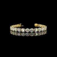 14K Yellow Gold Tennis Bracelet with 24 Round Brilliant Cut Lab Diamonds - 25.18 Carat Total Weight, E-F Color VVS2 Clarity - Covaloro Fine Jewelry
