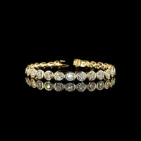 14K Yellow Gold Tennis Bracelet with 26 Bezel-Set Round Lab Diamonds - 15.33 Carat Total Weight - Covaloro Fine Jewelry