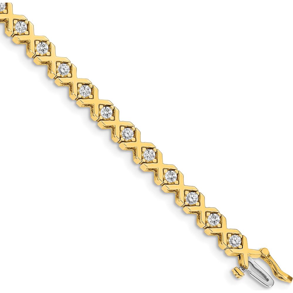 14K Yellow Gold Tennis Bracelet with 26 Round Diamonds in Prong Settings - 2.4 Carat Total Diamond Weight by Monteluci Fine Jewelry